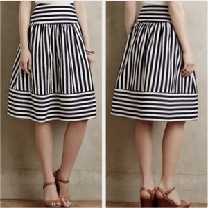 Maeve Anthropologie High Seas Midi Striped Skirt